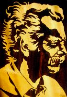 Portrait de Georges Brassens avec 2 essences